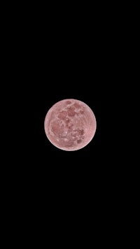 a pink moon is seen in the dark sky