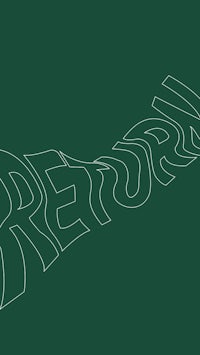 a drawing of the word'return'on a green background