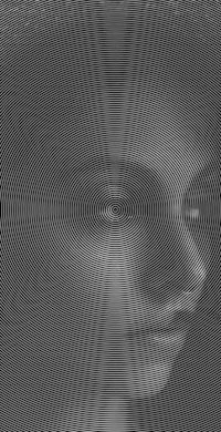 a black and white image of a woman's face