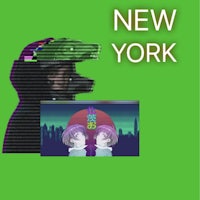 a green background with the words new york on it