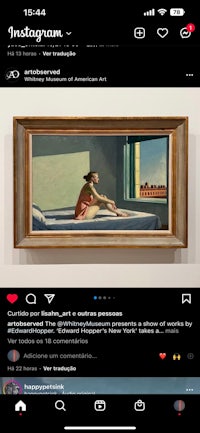 a screenshot of the instagram app with a painting on the screen